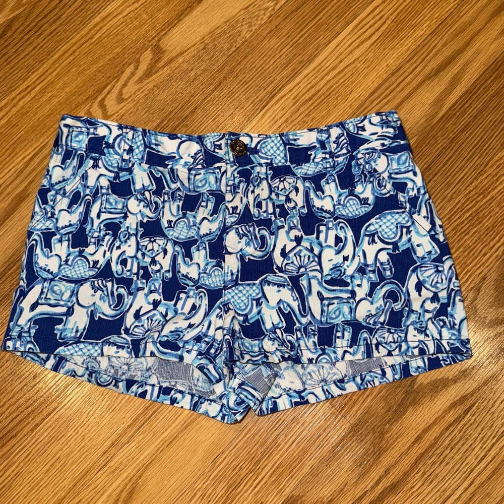 Lilly Pulitzer Girls Mini Callahan Get‎ Trunky Elephant Print Shorts Sz 12
